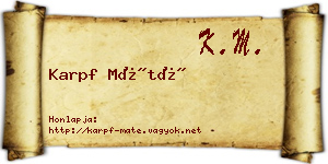 Karpf Máté névjegykártya